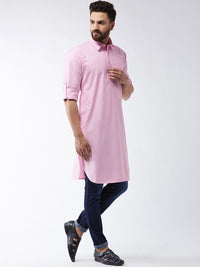 SOJANYA Men Pink Solid Straight Kurta