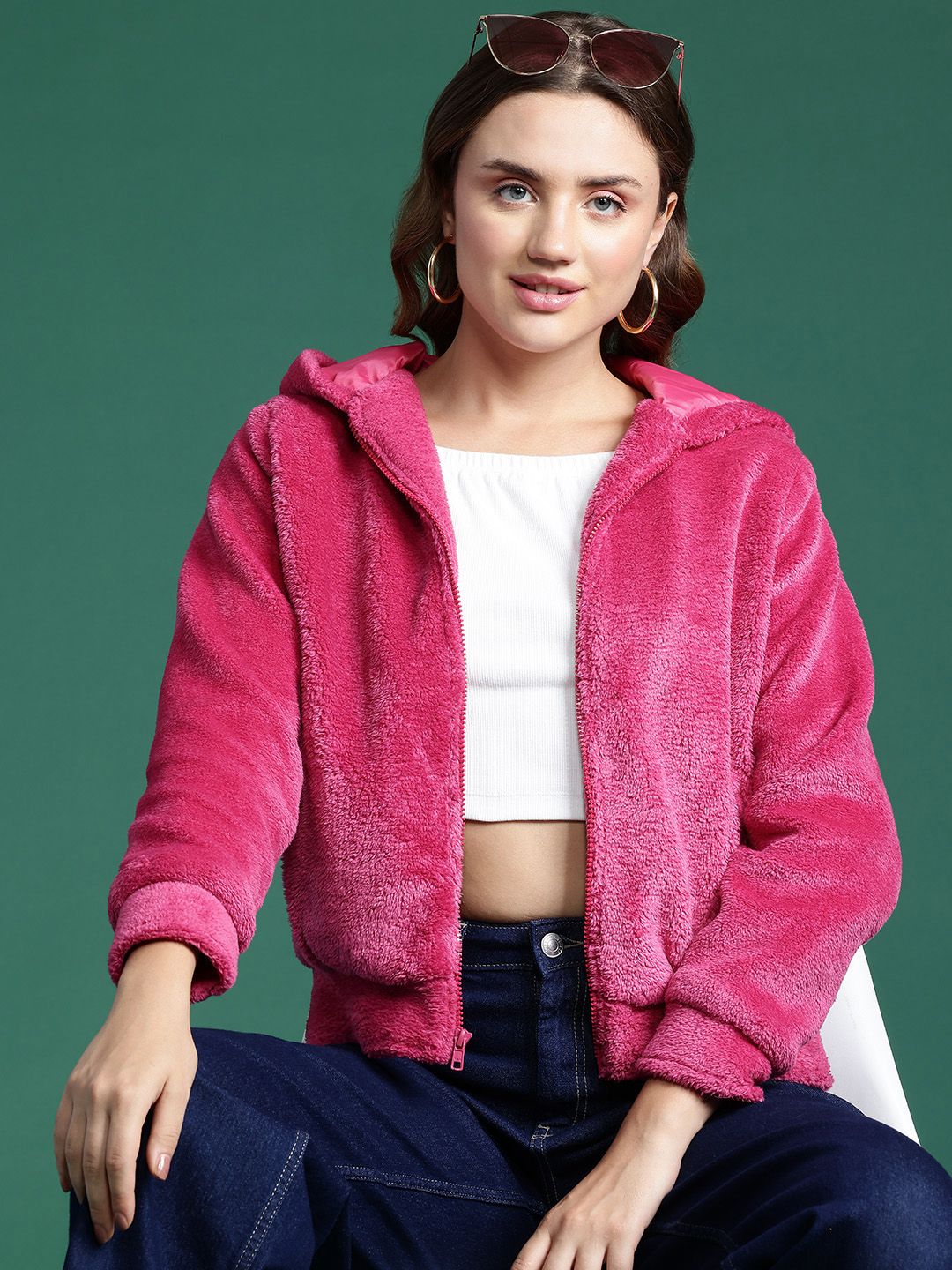 DressBerry Women Faux Fur Hooded Tailored Jacket