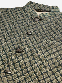 SOJANYA Kurta Motif Etnik Hijau Lelaki dengan Jaket Churidar & Nehru