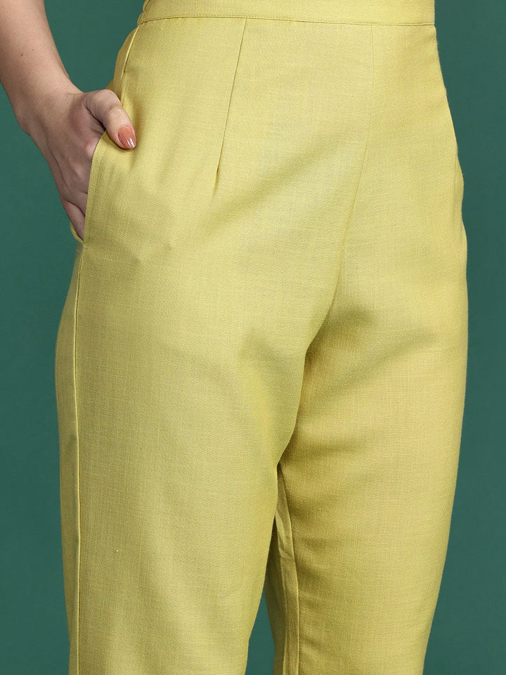 Indo Era Solid High Low Kurta with Trousers