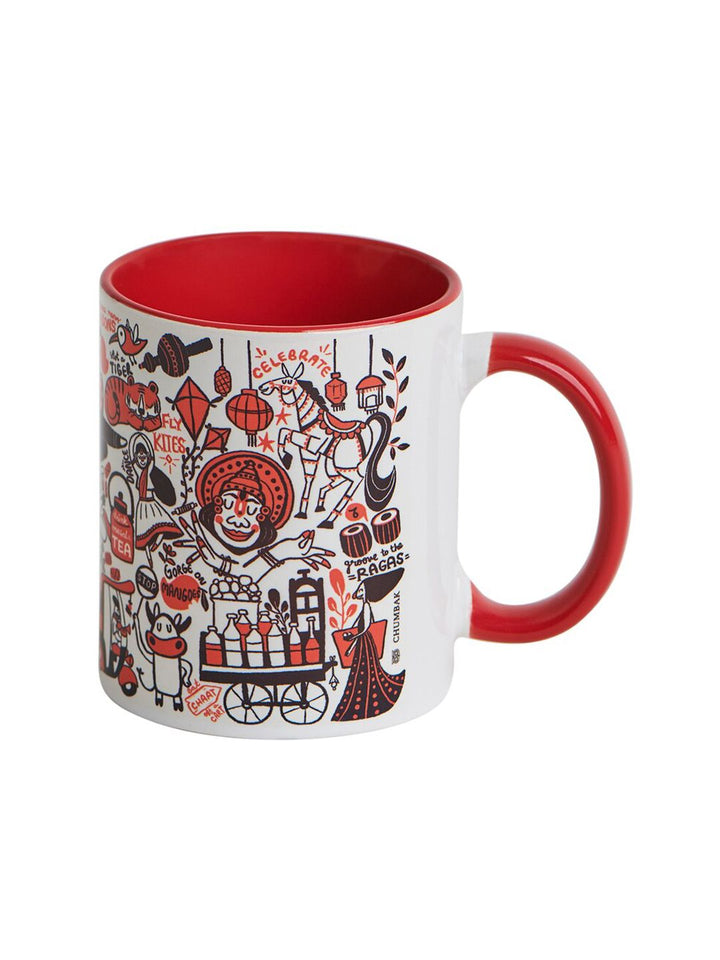 Chumbak Pack Of 2 White & Red Mugs Gift Set