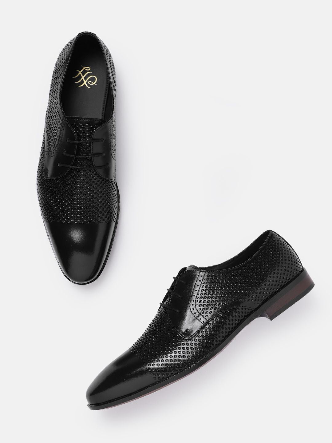House of Pataudi Men Perforated Detailing Formal Derbys