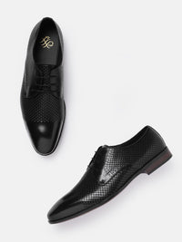 House of Pataudi Men Perforated Detailing Formal Derbys