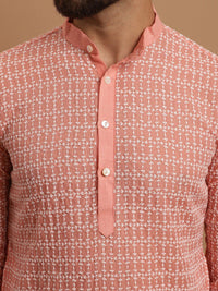 SOJANYA Ethnic Motifs Embroidered Pure Cotton Kurta With Pyjamas & Nehru Jacket