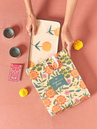 Chumbak White Marigold Handpainted Chip & Dip Platter