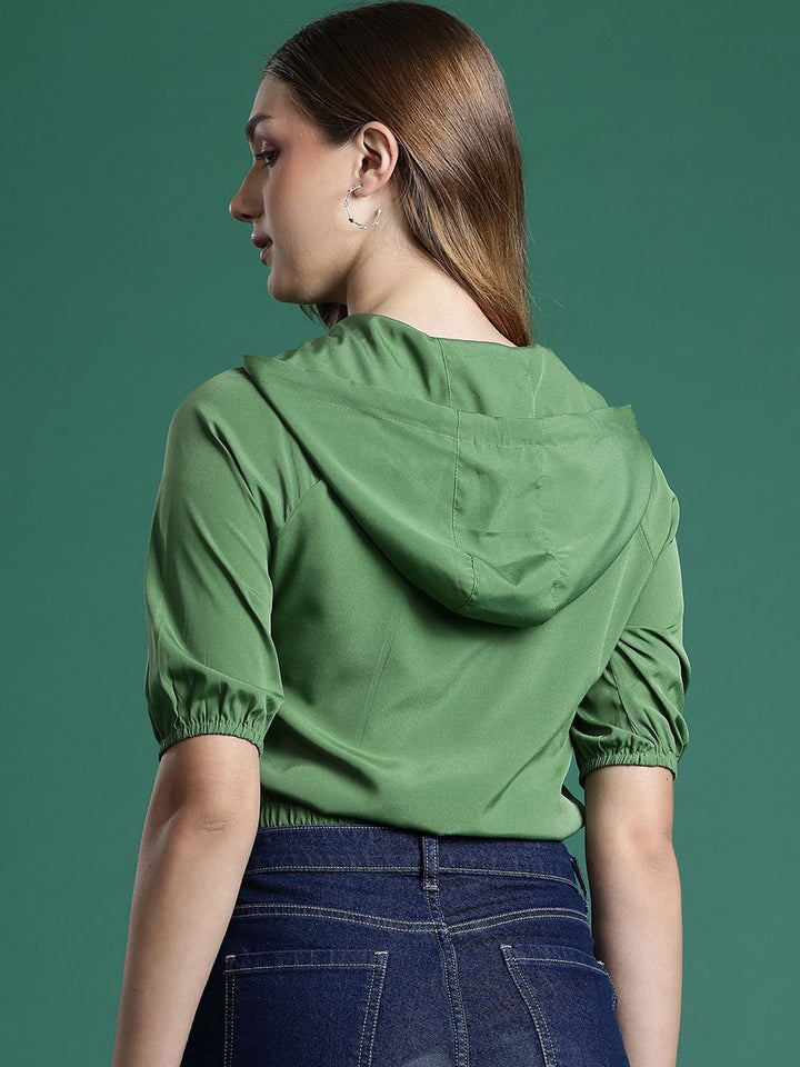 DressBerry Hooded Raglan Sleeves Blouson Top