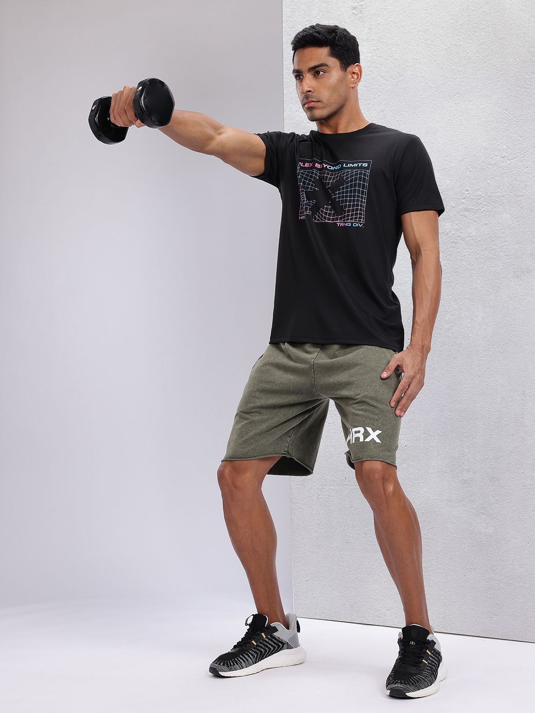 HRX by Hrithik Roshan Men Brand Logo Print Pure Cotton Washed Effect Training Shorts