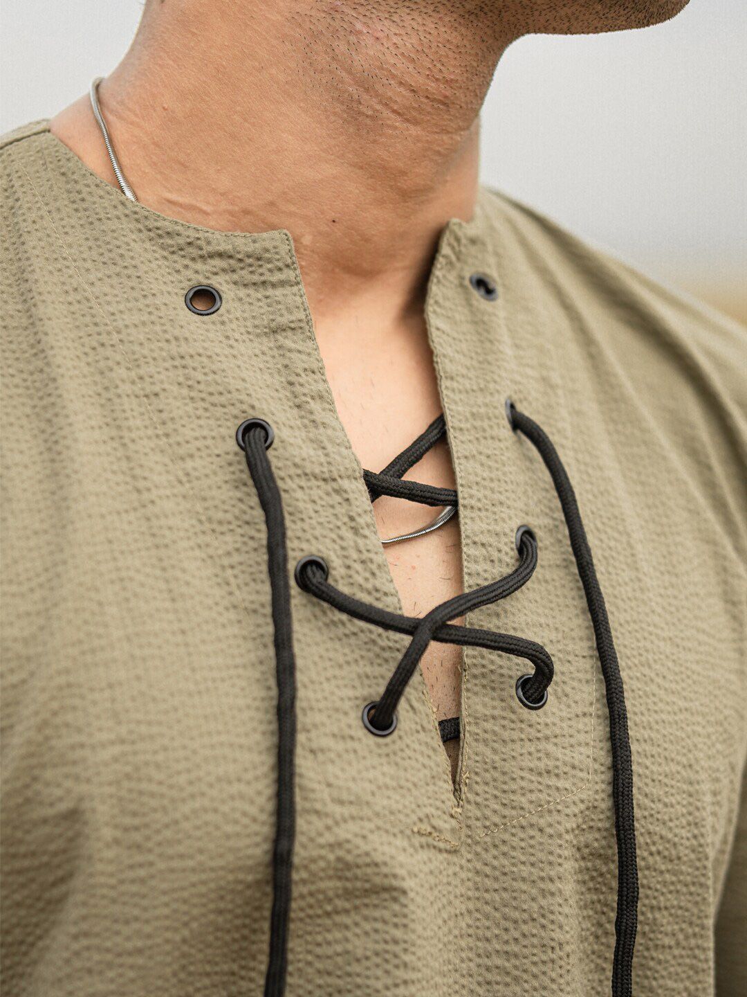 Powerlook Mandarin Collar Casual Shirt