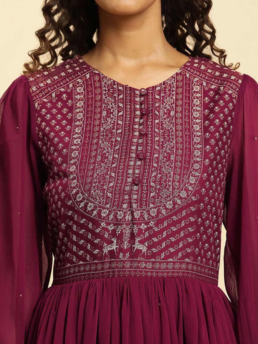 W Floral Embroidered Maxi Ethnic Dress