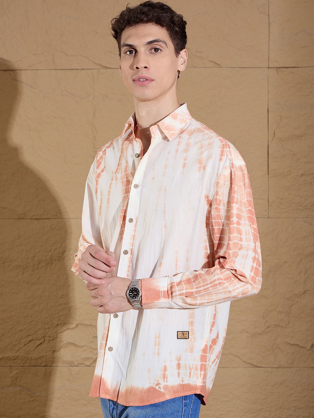 DENNISON Men Tie & Dye Oversized Cotton Casual Shirt