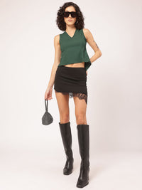 DressBerry Textured Open Back Crop Top