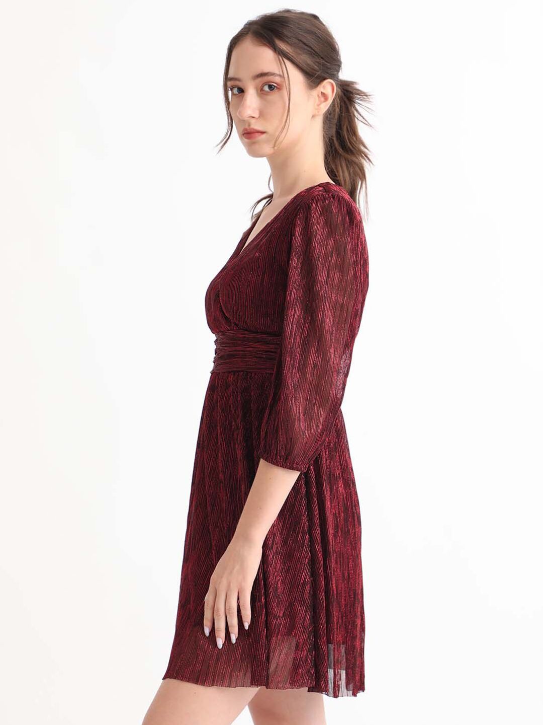 RAREISM V-Neck Fit & Flare Dress