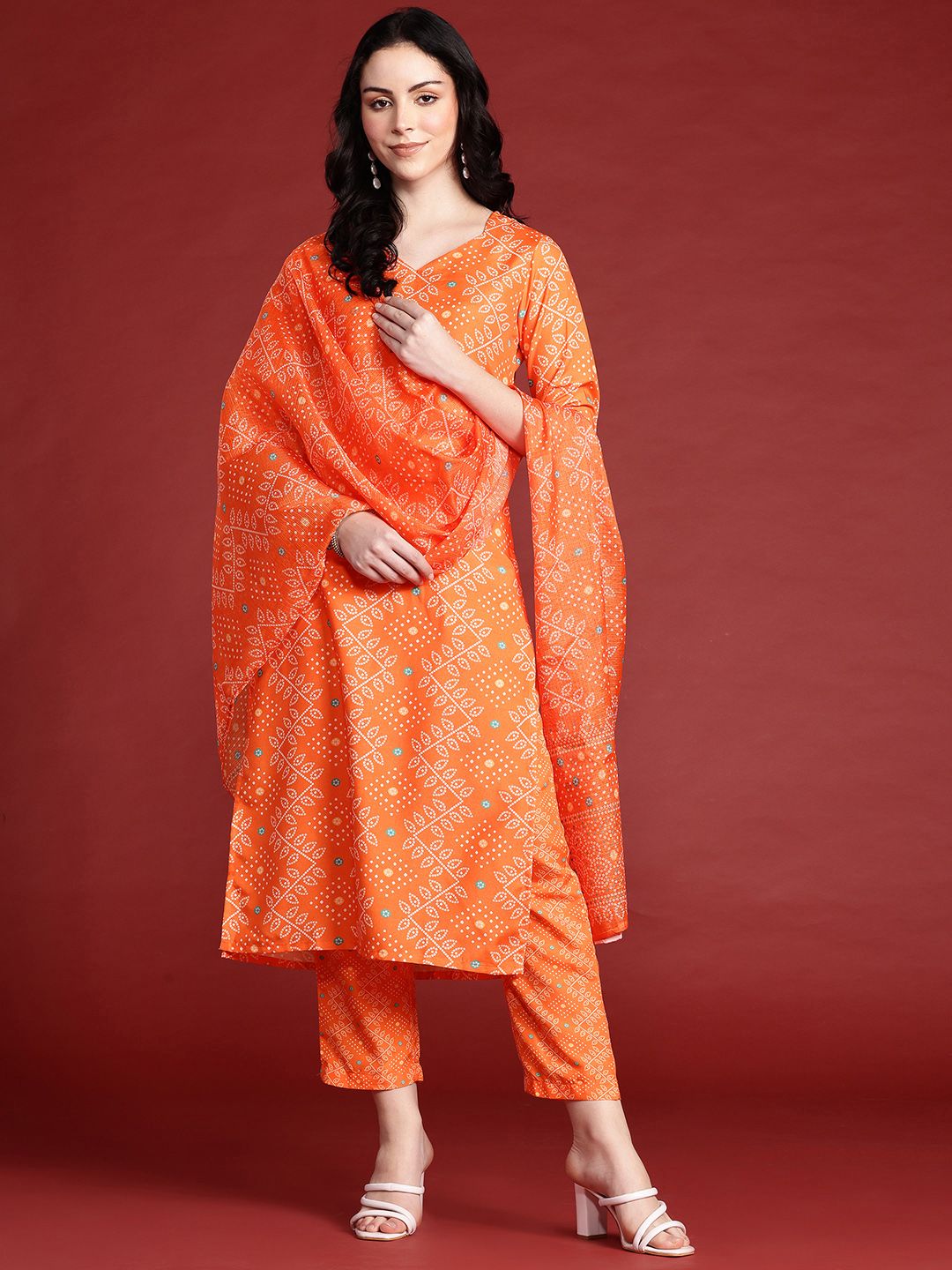 Anouk Ethnic Motifs Printed Regular Kurta With Trousers & With Dupatta
