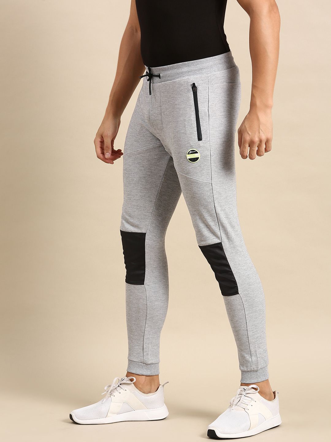 Being Human Men Mid-Rise Joggers With Patchwork Detail On Knees