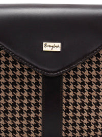 Berrylush Brown Geometric Self Design Structured Sling Bag