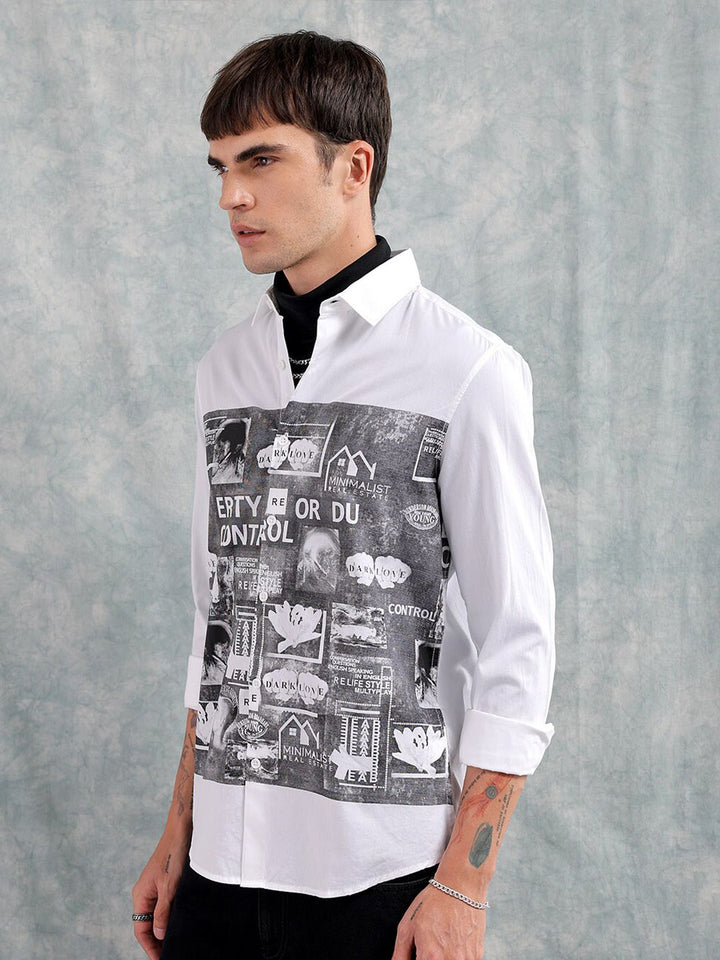 The Indian Garage Co Slim Fit Graphic Printed Pure Cotton Casual Shirt