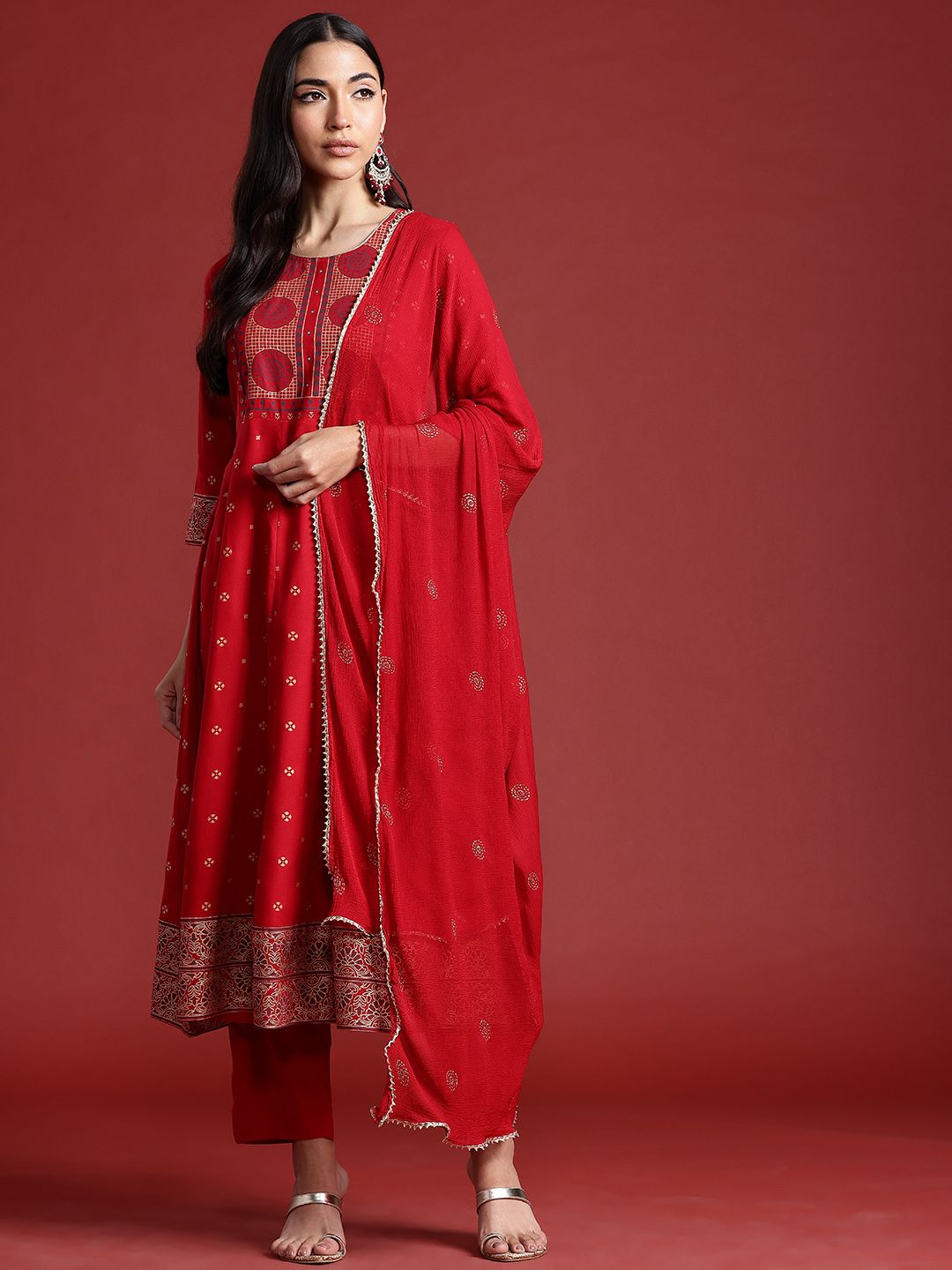 Anouk Women Ethnic Motifs Printed Kurta with Trousers & Dupatta