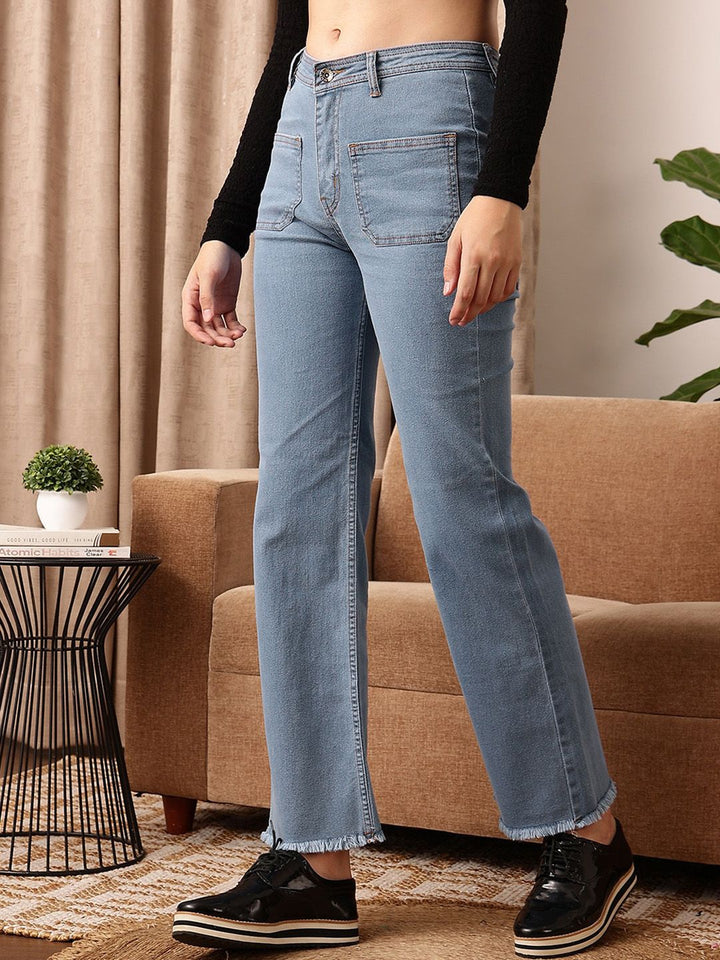 STREET 9 Women Comfort Wide Leg Clean Look Stretchable Jeans