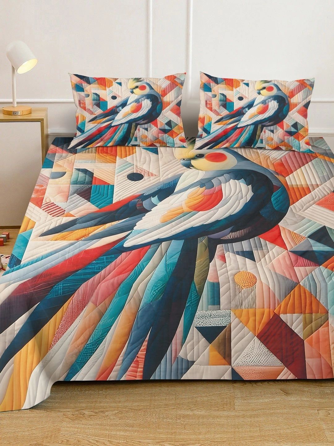 Moda Rapido X KLOTTHE Green & Red 400 TC King Bedsheet with 2 Pillow Covers