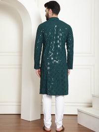 SOJANYA Kurta Kapas Tulen Bersulam Labuci Mandarin Dengan Churidar