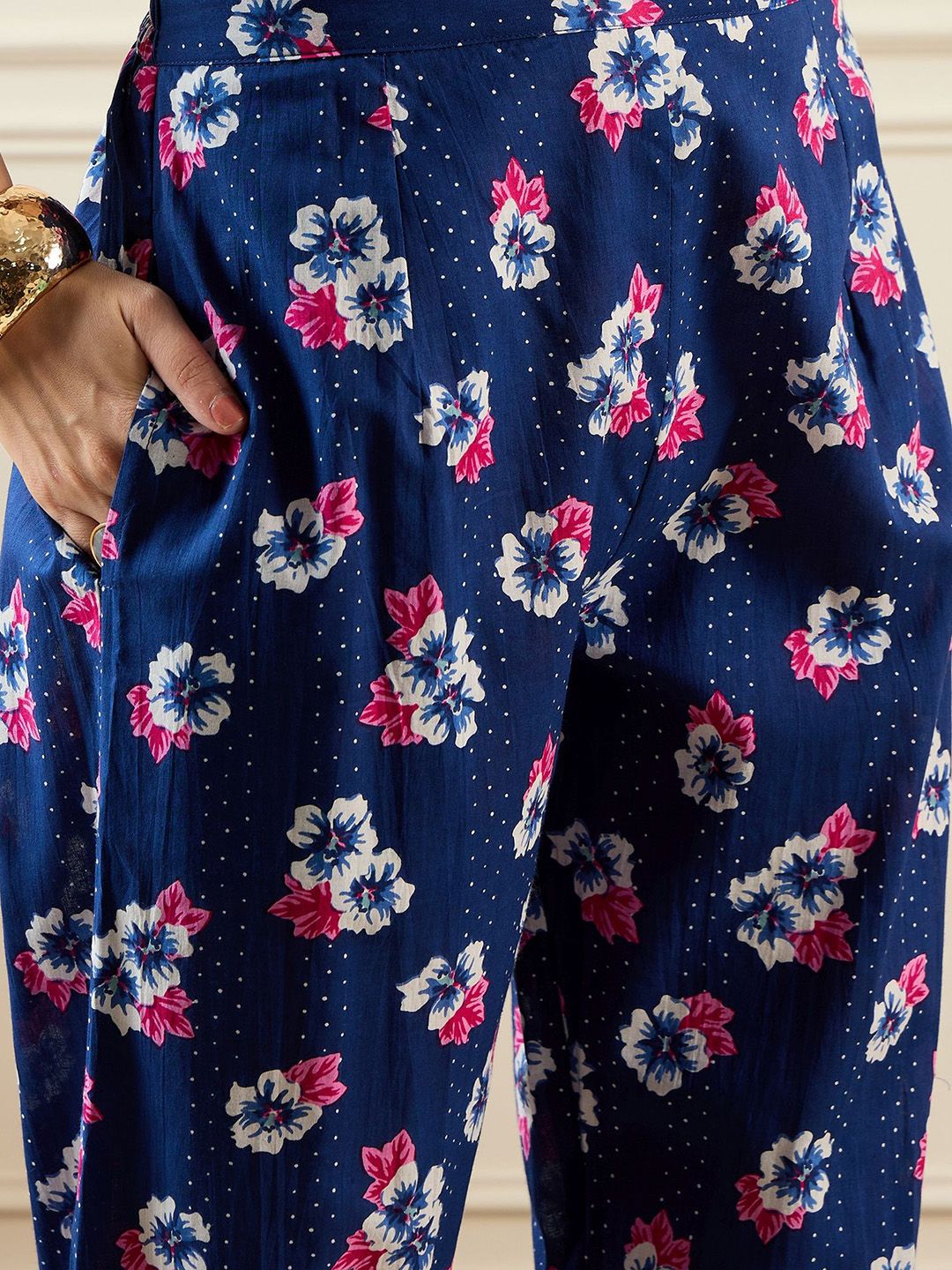 Indo Era Floral Printed Pure Cotton Tunic & Trouser Co-Ords