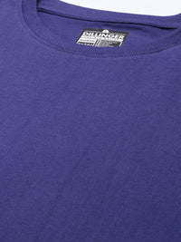 DILLINGER Women Navy Blue Solid Pure Cotton Oversized T-shirt