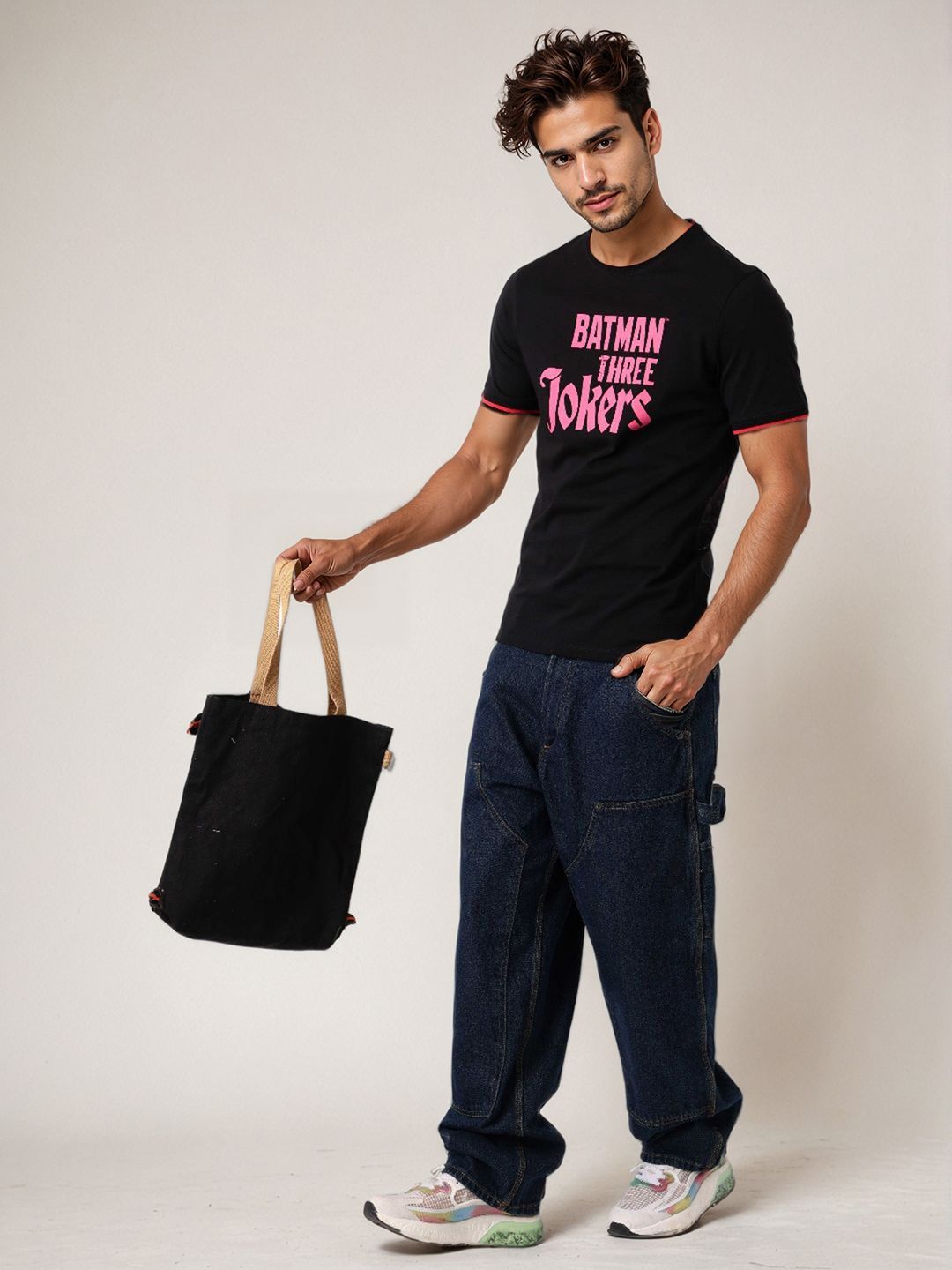 The Indian Garage Co Men Joker Graphic Printed Round Neck Cotton T-shirt
