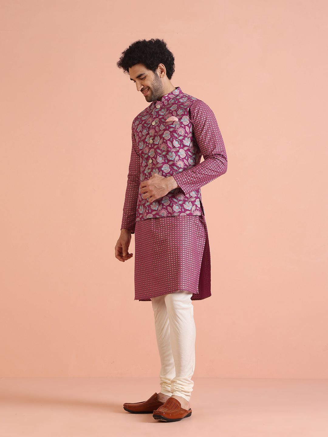 KISAH Printed Pure Cotton Nehru Jacket