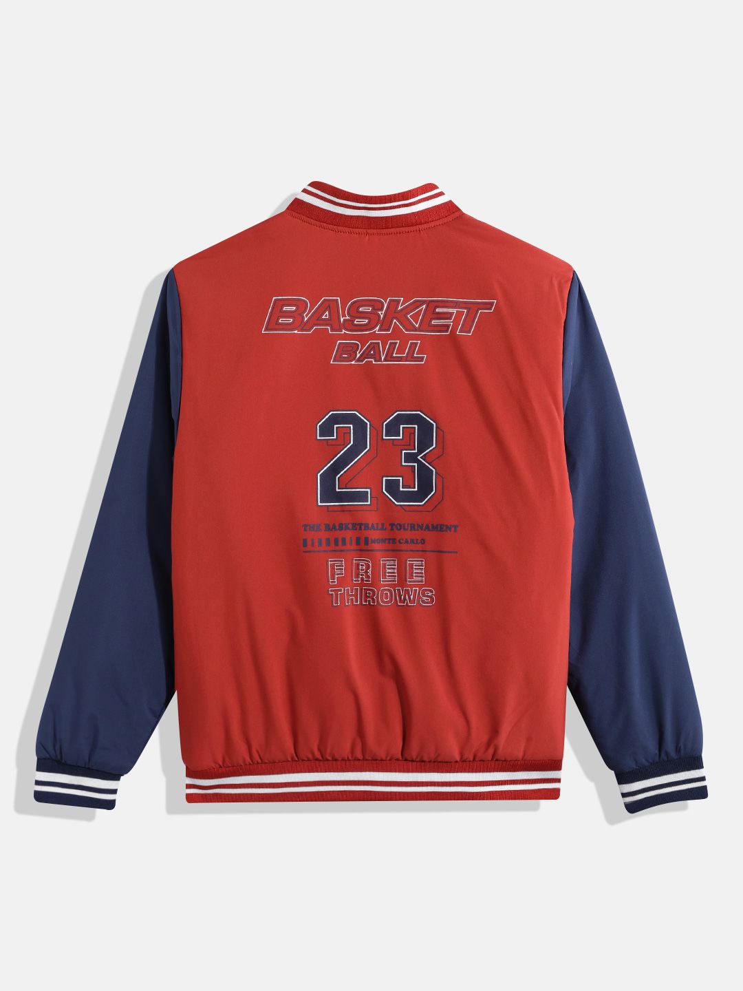Monte Carlo Teenage Boys Printed Contrast Sleeves Bomber Jacket