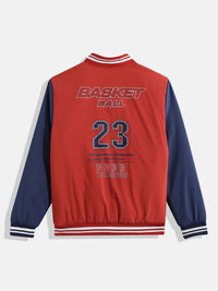 Monte Carlo Teenage Boys Printed Contrast Sleeves Bomber Jacket