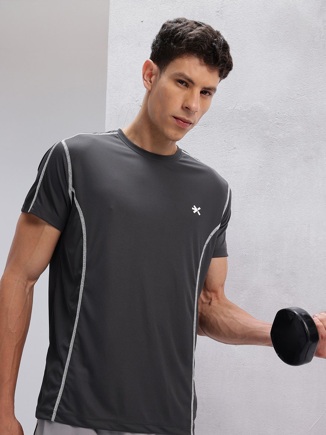 HRX by Hrithik Roshan Men Contrast Stitch Rapid-Dry Training T-shirt