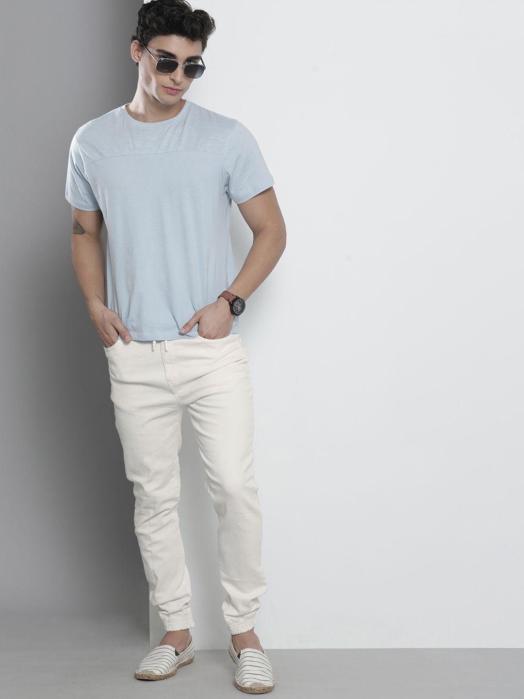 The Indian Garage Co Men White Slim Fit Jeans