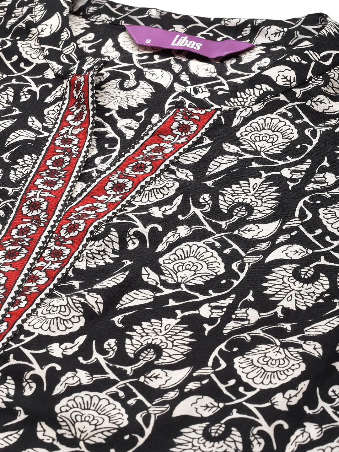 Libas Women Floral Printed Regular Pure Cotton Kurta with Palazzos & Dupatta