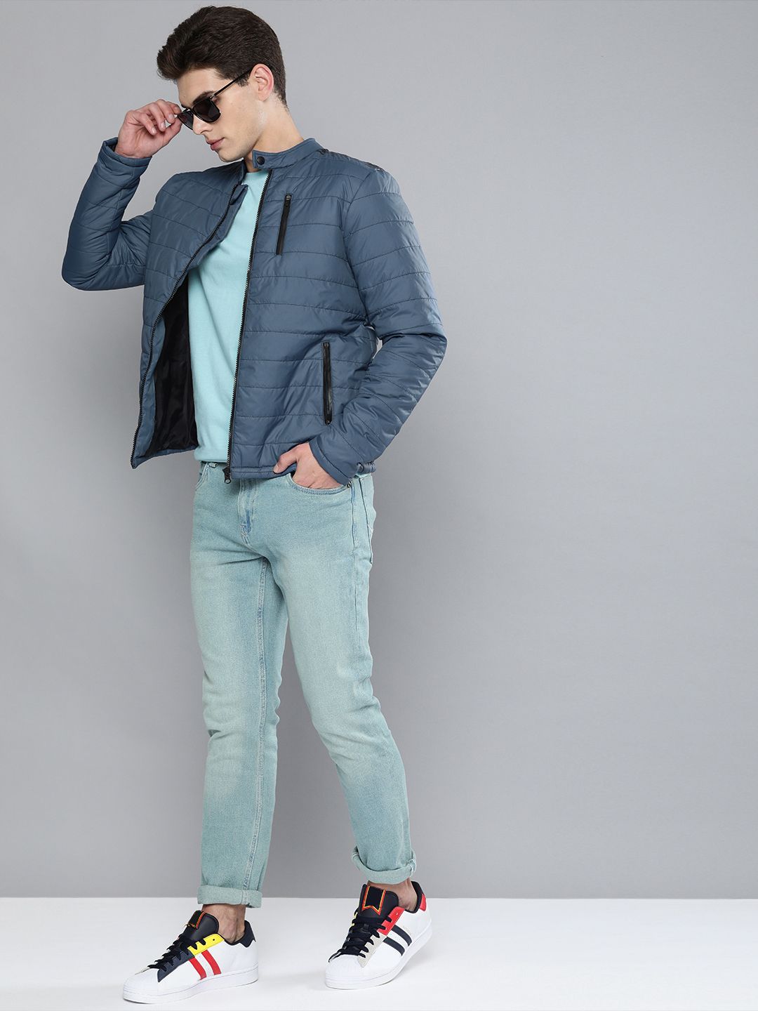 The Indian Garage Co Men Zip-Front Puffer Jacket with Zipper Pockets