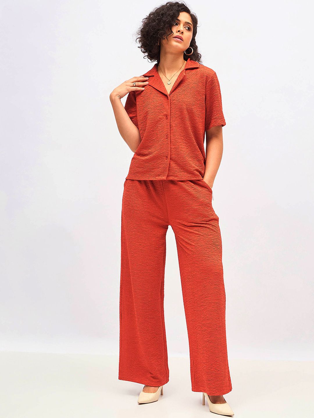 SASSAFRAS Self Design Shirt With Trousers