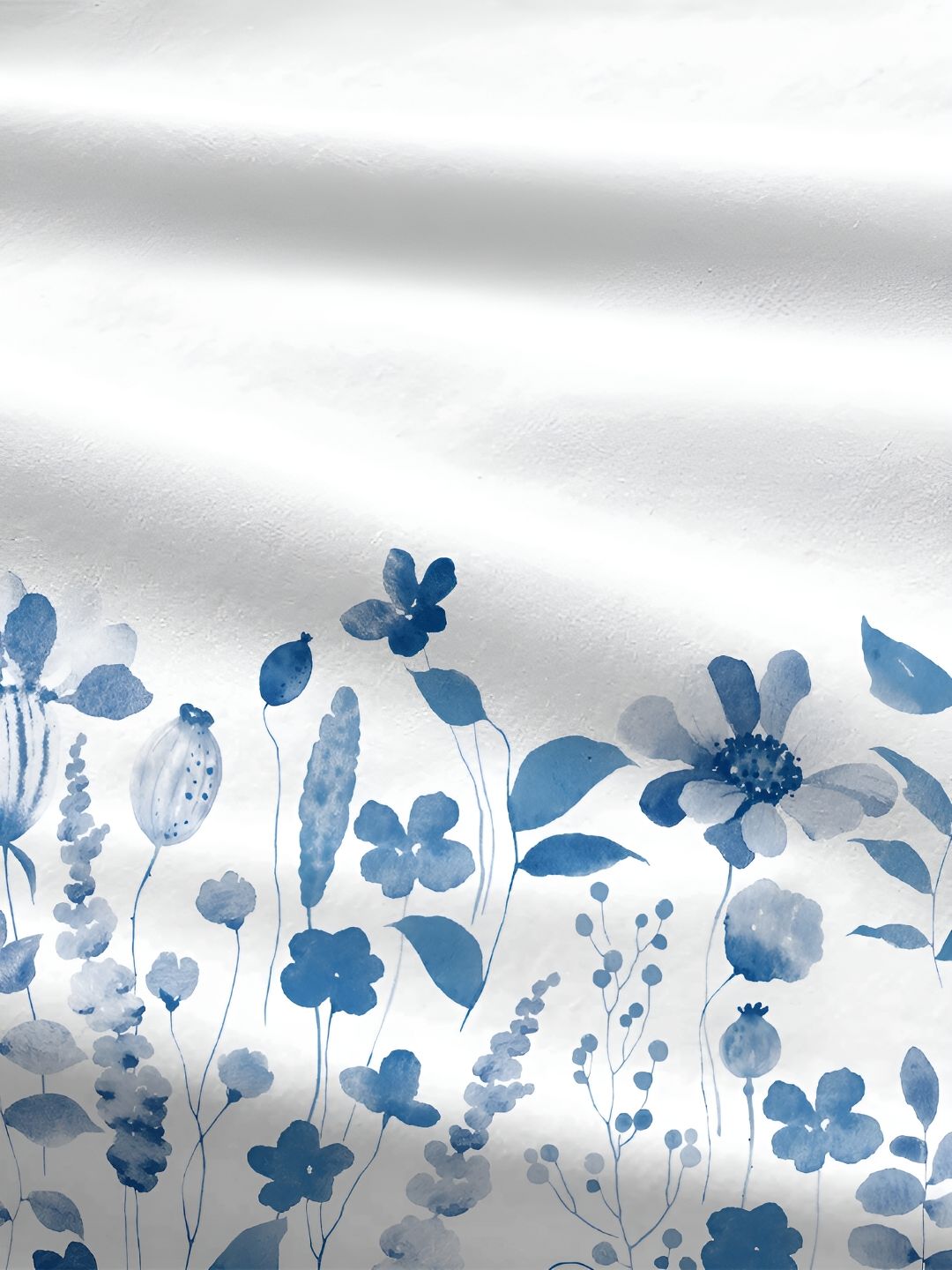 MYTRIDENT White & Blue 2 Pieces Floral Pure Cotton Rectangle Pillow Covers
