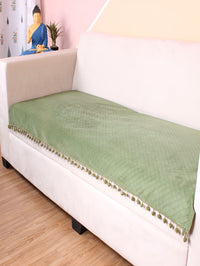 STITCHNEST Olive Green Self Design 3 Seater Sofa Cover