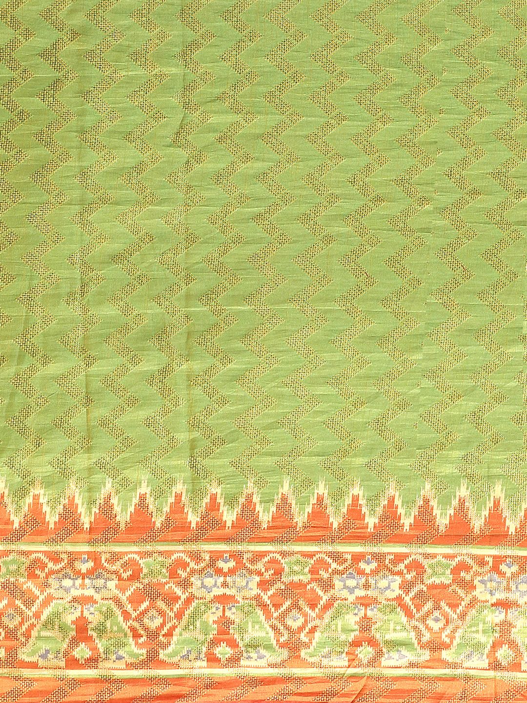 Saree mall Green & Rust Orange Woven Design Saree