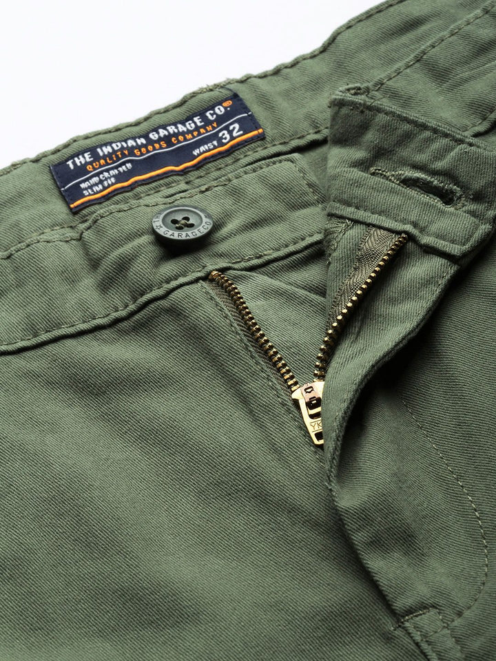 The Indian Garage Co Men Green Slim Fit Chino Shorts