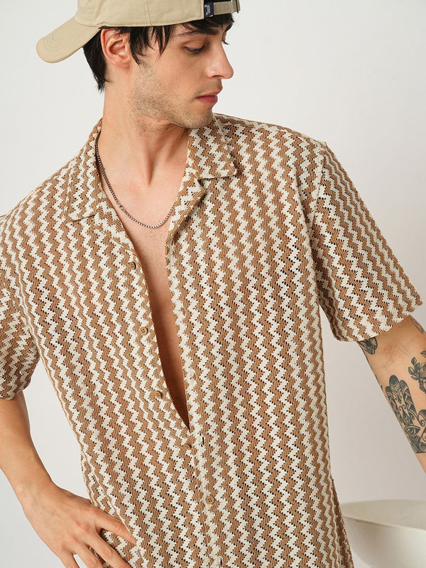 VASTRADO Men Classic Chevron Opaque Casual Shirt