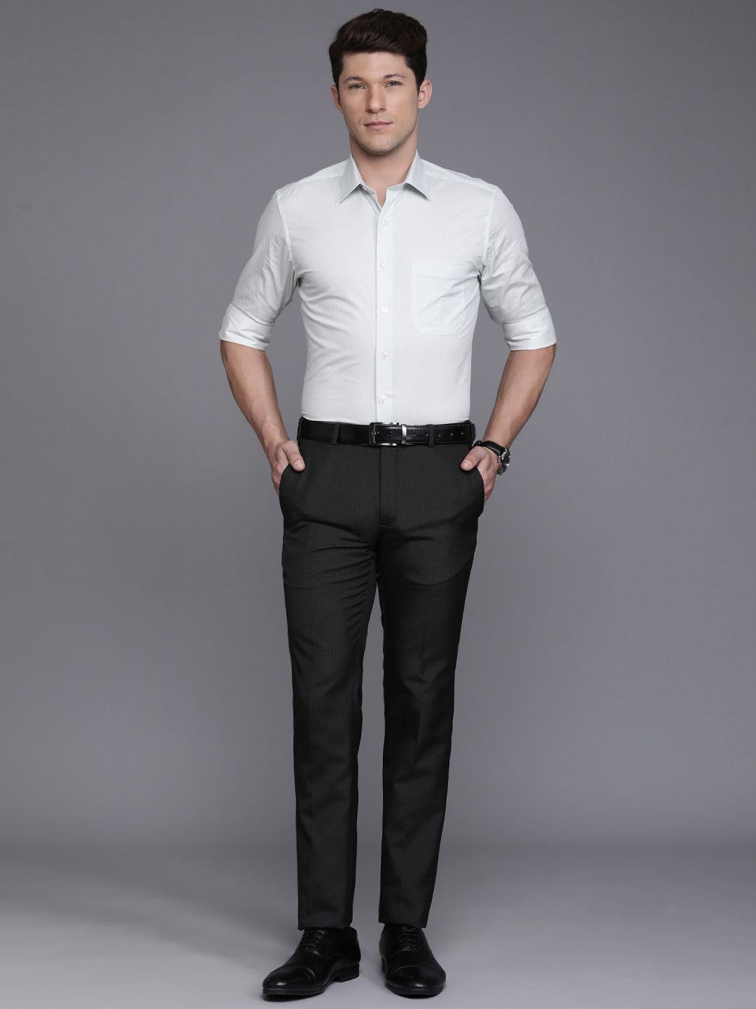 Raymond Men Checked Slim Fit Formal Trousers