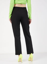 SASSAFRAS Women Black Mid-Rise Slim Fit Trousers