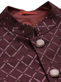 House of Pataudi Jashn Mandarin Collar Textured Sequinned Bandhgala Blazer