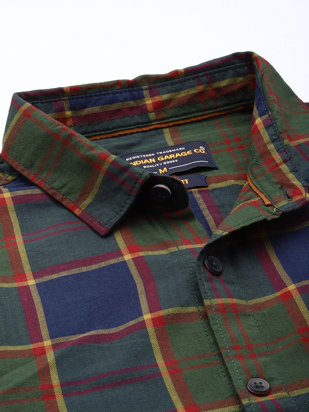 The Indian Garage Co Pure Cotton Slim Fit Opaque Checked Casual Shirt