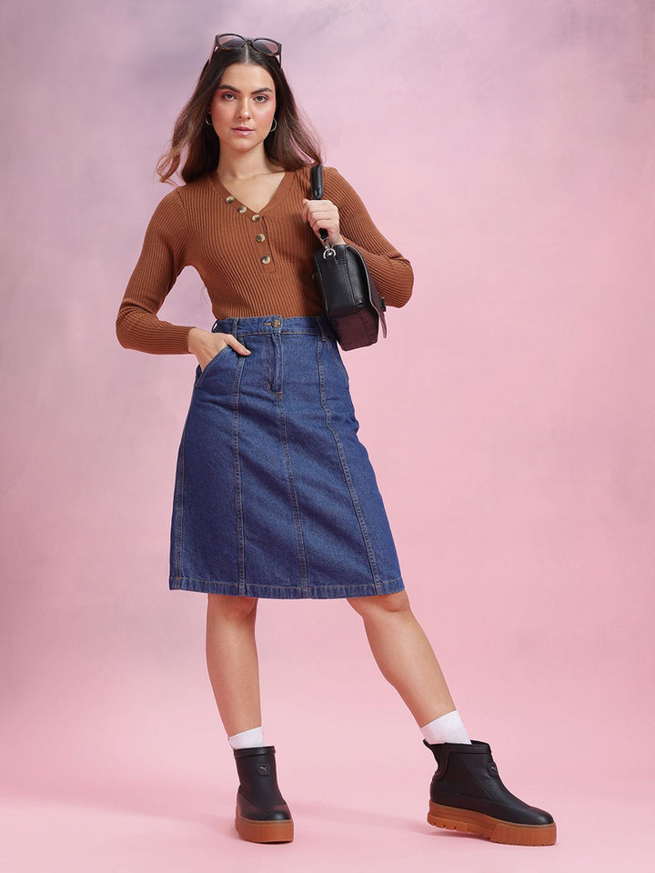 DressBerry V-Neck Ribbed Acrylic Pullover