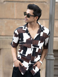 Powerlook Men Relaxed Fit Abstract Printed Spread Collar Casual Shirt
