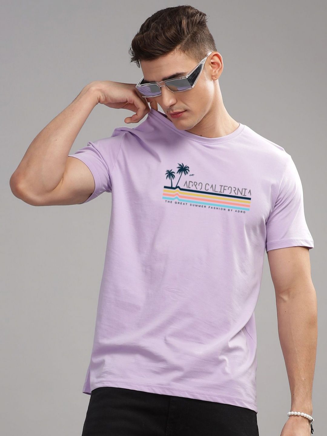 ADRO Typography Printed Round Neck Pure Cotton T-shirt