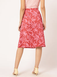 DressBerry Kawaii Floral Print Side Slit A-Line Skirt