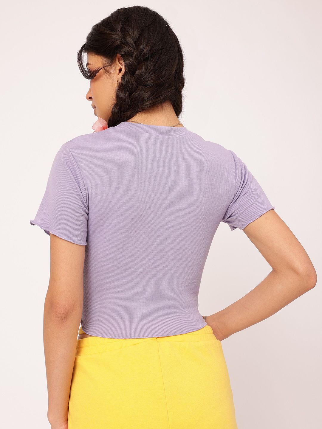 DressBerry Pastel Paradise Ribbed Lettuce Hem Top