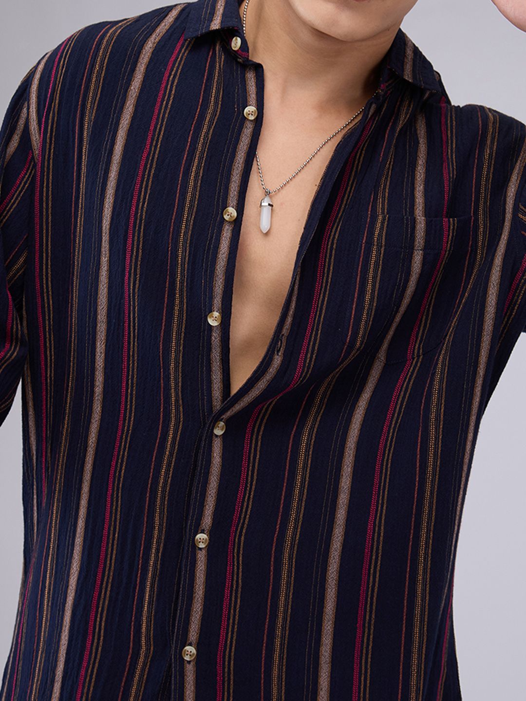 VASTRADO Men Classic Slim Fit Opaque Striped Casual Shirt